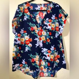 Size 1X multicolored flower blouse from Shein